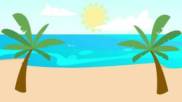 Cartoon Beach view in 2d animation video