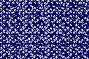 White Plants Ditzy Pixel Art Seamless Pattern on Dark Blue Background.  Vector design for fabric, tile, carpet, embroidery, wallpaper, and background