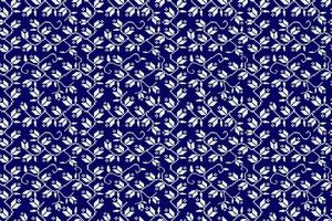 White Plants Ditzy Pixel Art Seamless Pattern on Dark Blue Background.  Vector design for fabric, tile, carpet, embroidery, wallpaper, and background