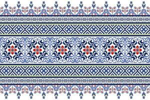 Ethnic Floral Seamless Pattern in Pixel Art Style.  Vector design for fabric, carpet, tile, embroidery, wrapping, wallpaper, and background
