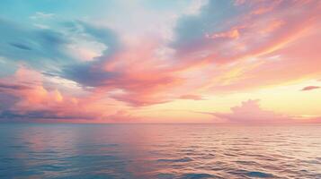 ai generado hermosa puesta de sol terminado el mar. vistoso cielo y mar. foto