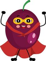 gracioso exótico pasión Fruta mascota en tradicional disfraz de superhéroe vector