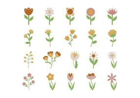 Cute Simple Botanical Flower Set vector