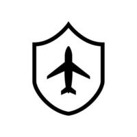 Illustration of an isolated shield icon with a plane vector