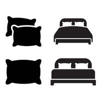 Bed furniture symbol double bed icon vector