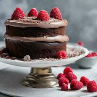 AI generated Decadent Delight Close-Up of Chocolate Cake photo