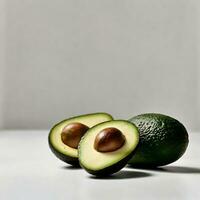 AI generated Slice Minimalist Avocado on White Background photo