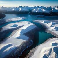 AI generated Aerial Views of Snow Clad Mountains photo