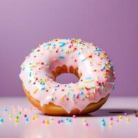AI generated Pink Donut with Sprinkles photo