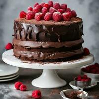 AI generated Layers of Chocolate Bliss in Close Up View photo