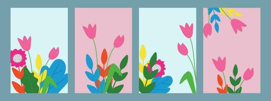 Bright floral backgrounds for the design of cards, covers, posters. vector