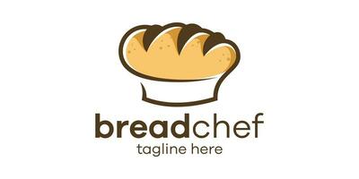 logo design combining the shape of bread with a chef's hat, minimalist line logo design. vector