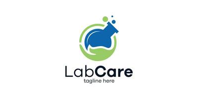 logo design combining the shape of a hand with a lab. logo design lab care. vector