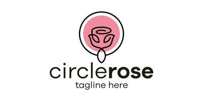 logo design combining a circle shape with roses, minimalist line logo design. vector