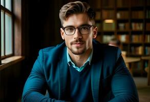 AI generated Handsome man in spectacles, portrait photo