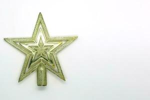 Christmas star decoration on white background with copy space for text. photo