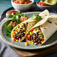AI generated Colorful and Appetizing Burritos photo