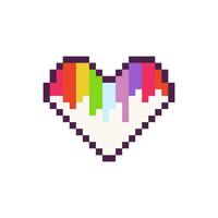 Pixel heart lgbt, rainbow, 8 bit, retro, y2k pixel icon on a completely white background vector