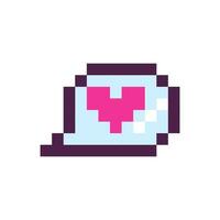 Pixel talking bubble, love , 8 bit, retro, y2k pixel icon heart on a completely white background vector