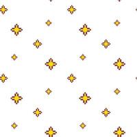 star pixel sky, stars and clouds seamless pattern, squares, retro vector