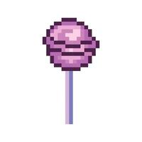 Pixel lollipop, 8 bit, retro, y2k pixel icon on a completely white background vector