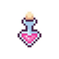 Pixel love potion, valentines day , 8 bit, retro, y2k pixel icon on a completely white background  vector