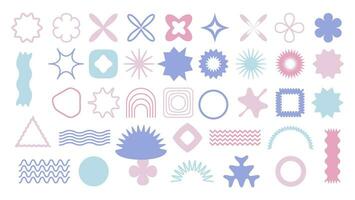 groovy retro design elements, pastel Naive playful abstract shapes sticker pack, Trendy vector