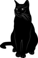 silueta de un negro gato en un blanco antecedentes. diseño de saludo tarjetas, carteles, parches, huellas dactilares en ropa, emblemas mascota. vector