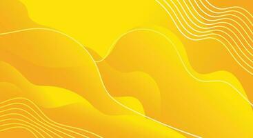 Abstract geometric yellow background with fluid shape and line vector