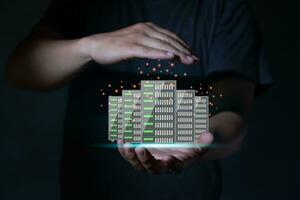 hand save data center storage photo
