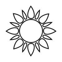 Sunflower with black outline on a white background isolated. Flower template for coloring. Vector. vector