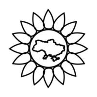 girasol con un silueta de un mapa de Ucrania adentro. el flor es un símbolo de el día de remembranza de defensores de Ucrania. vector. vector