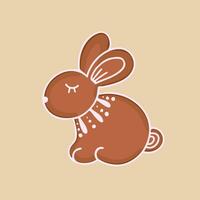gingerbread rabbit cookie. Illustration for printing, backgrounds, covers and packaging. Image can be used for greeting cards, posters, stickers and textile. Isolated on white background. vector