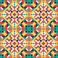 Vector seamless pattern of simple geometric shapes. Repeating endless ornament of squares, rhombuses and triangles. Colorful abstract background, wallpaper. Image with kaleidoscope effect, tiles