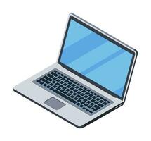 3d icon of laptop, notebook, computer. Isolated object on white background. Digital technologies for work in the office and at home, means of communication. Vector illustration in isometric style