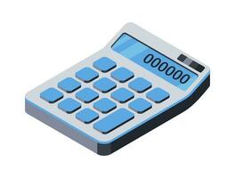 3D icon of calculator. Electronic device for calculating, mathematical operations, accounts. Gadget for work and study. Isolated object on a white background. Vector illustration in an isometric style