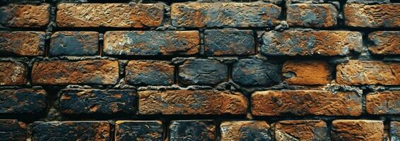 AI generated black and brown brick wall background photo