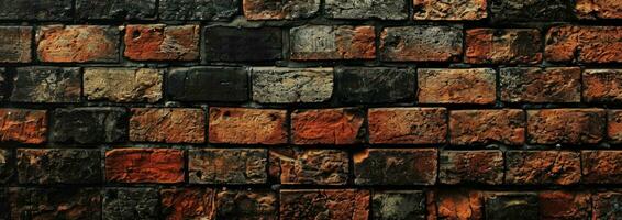 AI generated black and brown brick wall background photo