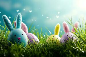 AI generated easter poster template with large copy space for text photo