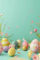 AI generated easter poster template with large copy space for text photo