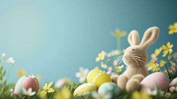 AI generated easter poster template with large copy space for text photo