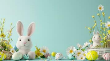 AI generated easter poster template with large copy space for text photo