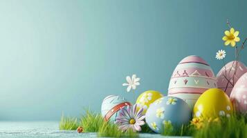 AI generated easter poster template with large copy space for text photo