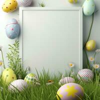 AI generated easter poster template with large copy space for text photo