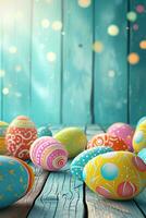 AI generated easter poster template with large copy space for text photo