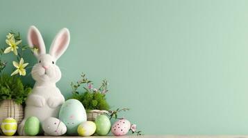 AI generated easter poster template with large copy space for text photo