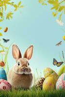 AI generated easter poster template with large copy space for text photo