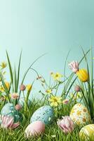 AI generated easter poster template with large copy space for text photo