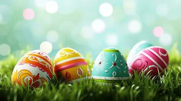 AI generated easter poster template with large copy space for text photo