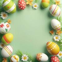 AI generated easter poster template with large copy space for text photo